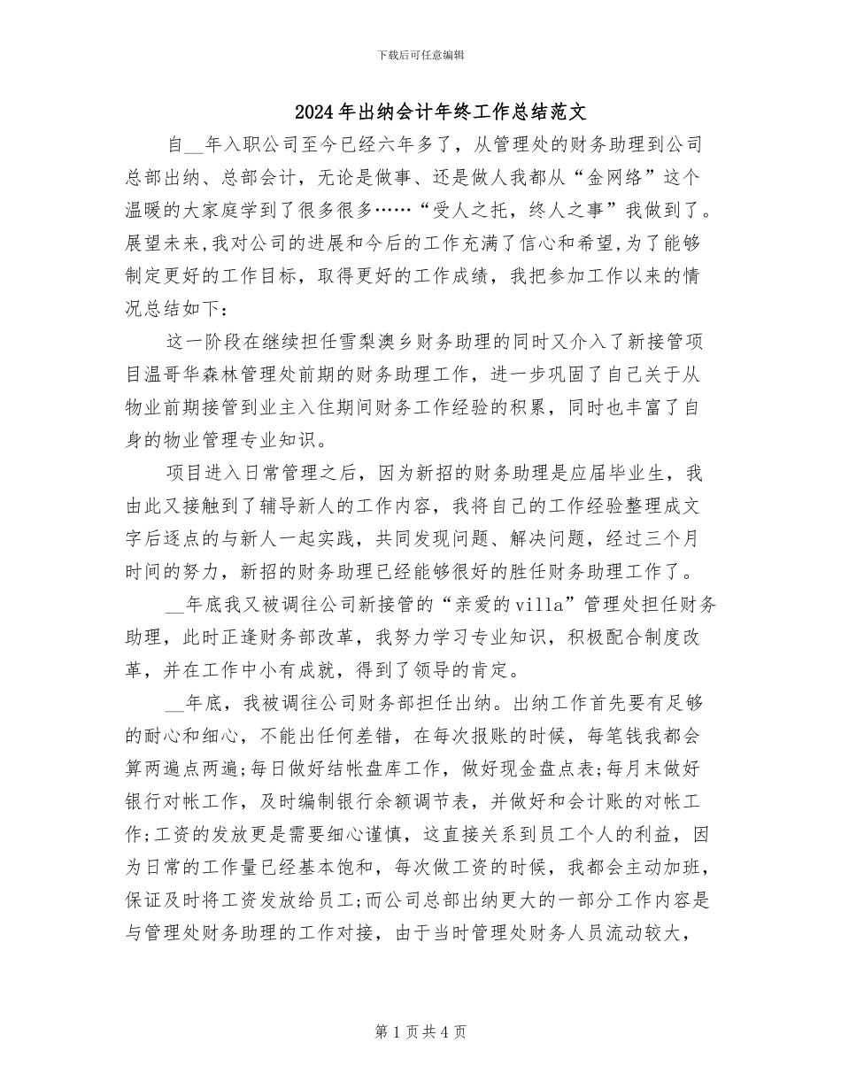 2024年出纳会计年终工作总结范文_第1页