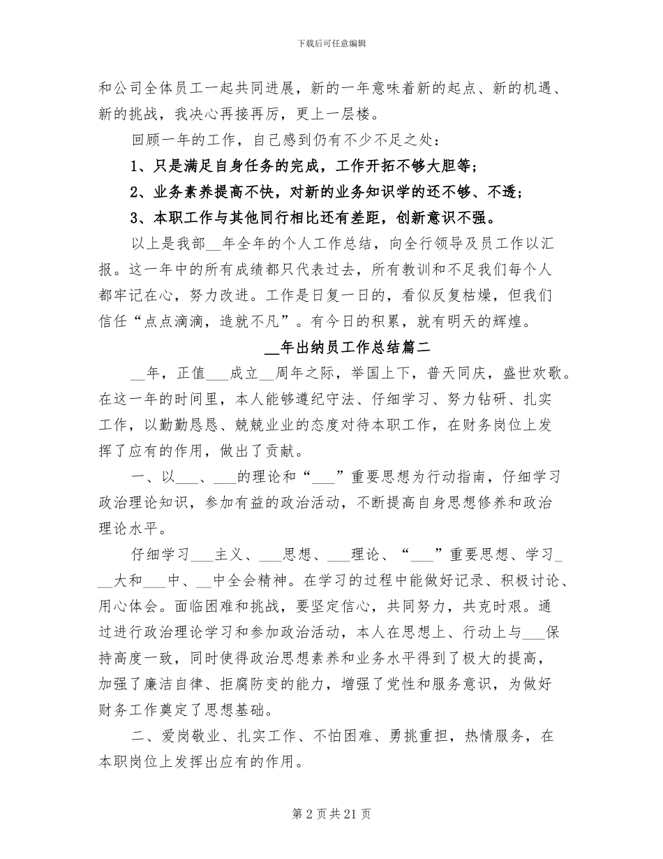 2024年出纳员工作总结格式_第2页