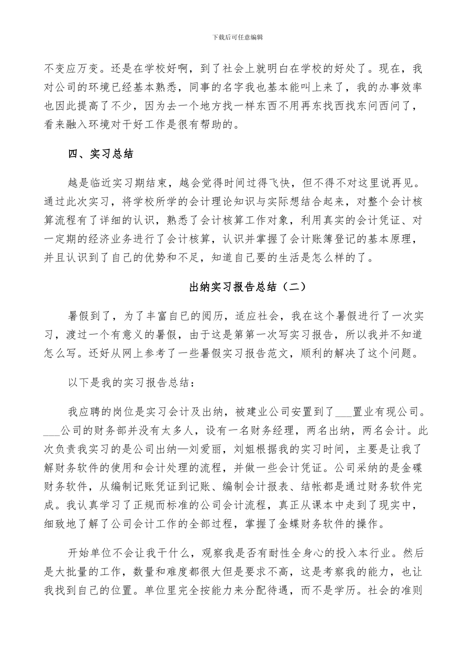 2024年出纳实习报告个人工作总结_第3页