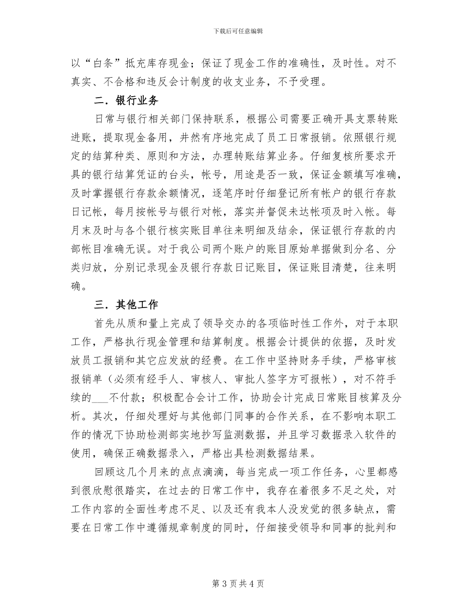 2024年出纳年度工作总结与计划_第3页