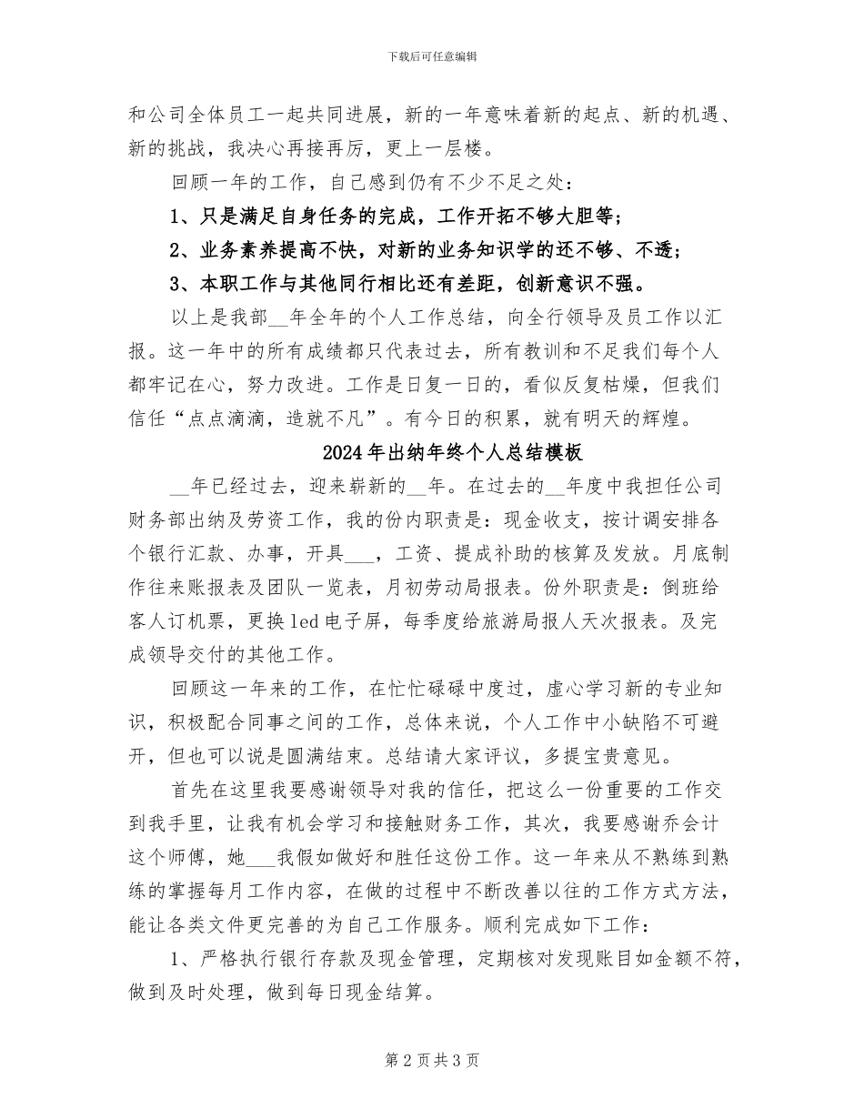 2024年出纳年终个人总结报告_第2页