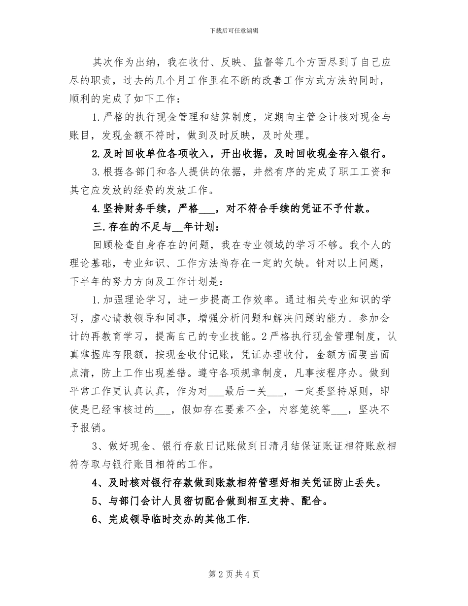 2024年出纳年终个人总结与计划_第2页