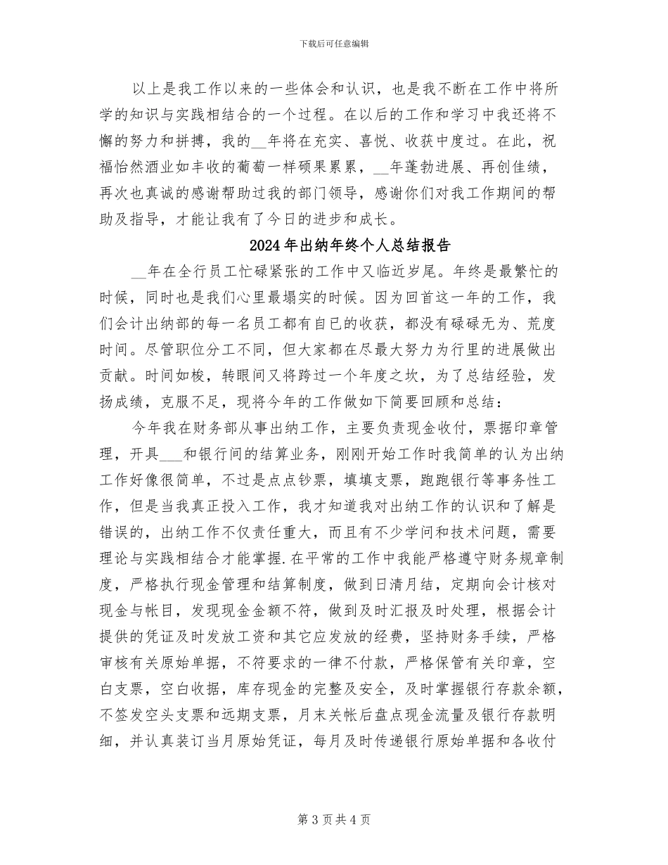 2024年出纳年终个人总结与计划_第3页