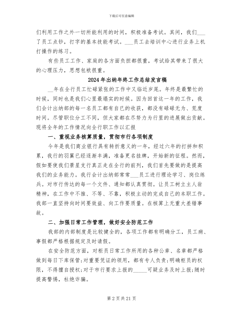 2024年出纳年终工作总结及计划_第2页