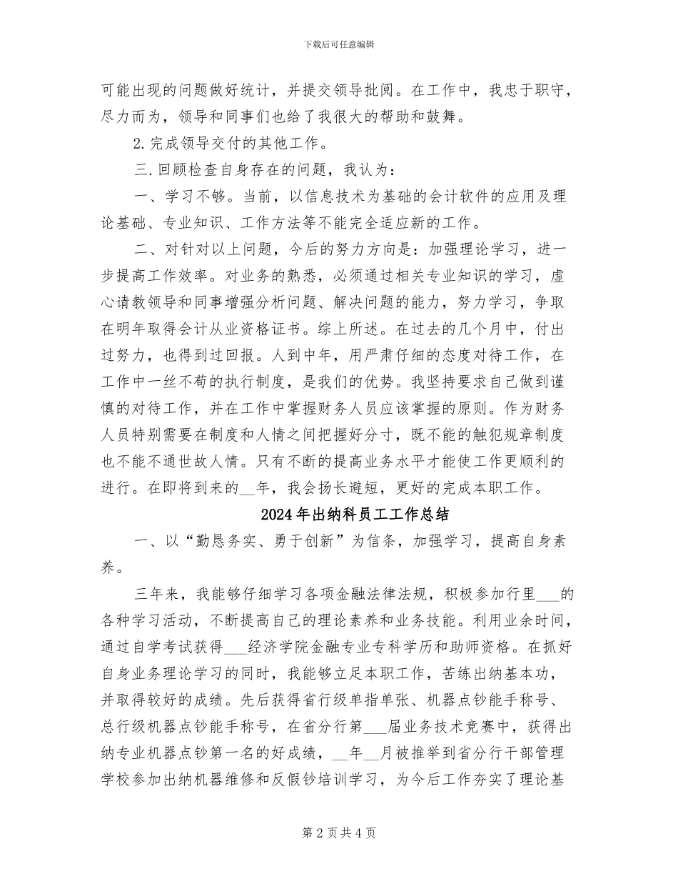 2024年出纳的财务工作总结_第2页