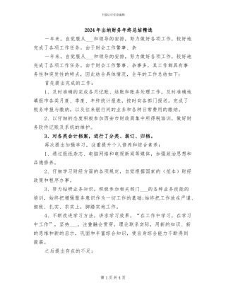 2024年出纳财务年终总结精选