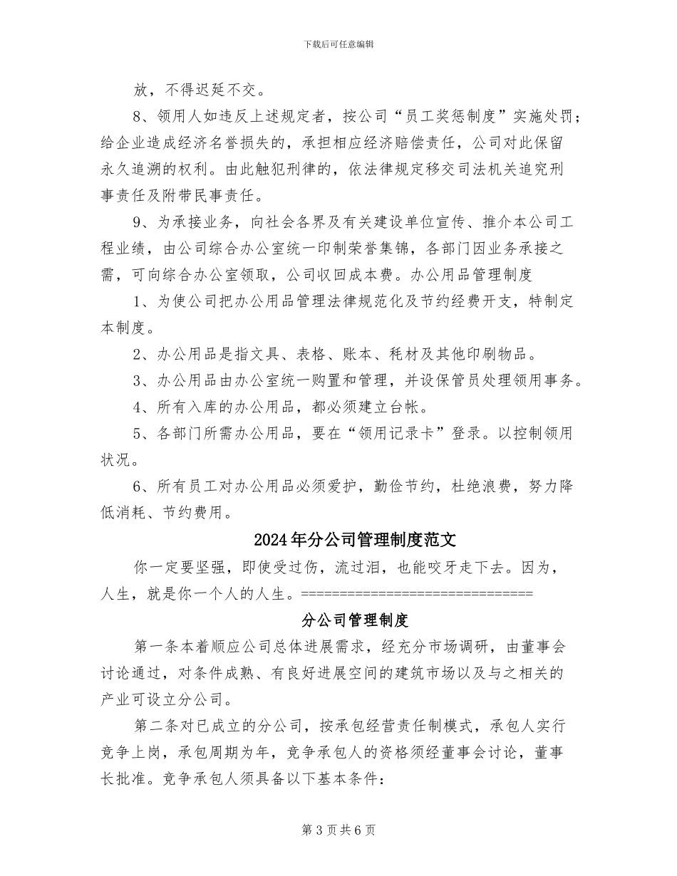 2024年分公司管理制度模板_第3页