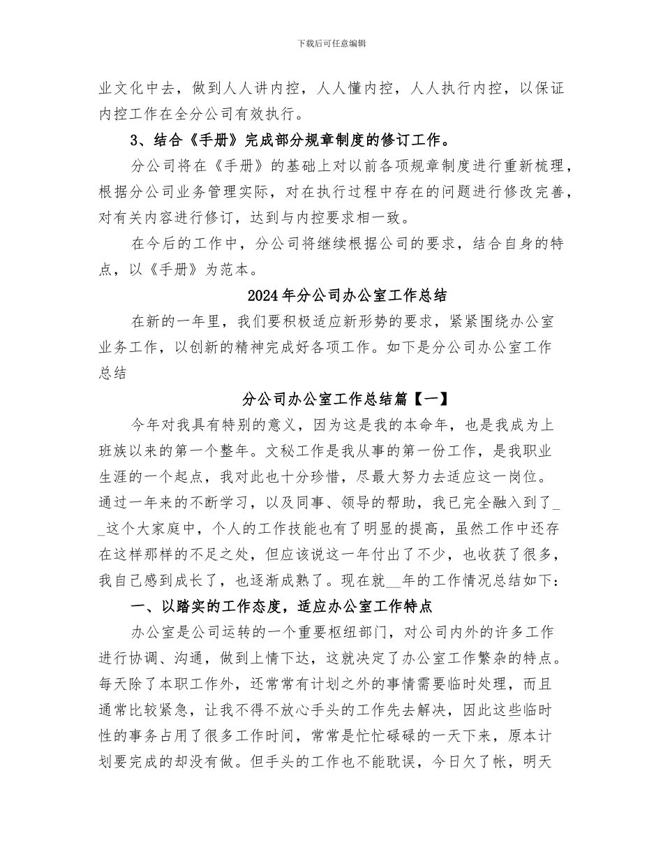 2024年分公司内控工作总结_第2页