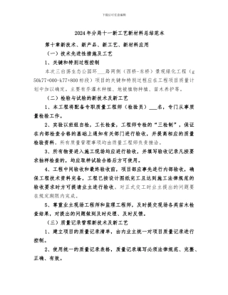 2024年分局十一新工艺新材料总结范本