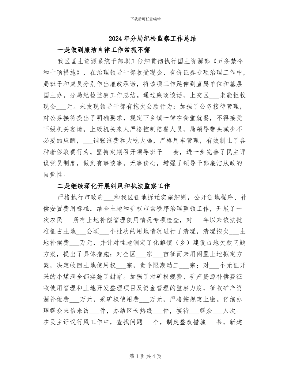 2024年分局纪检监察工作总结_第1页