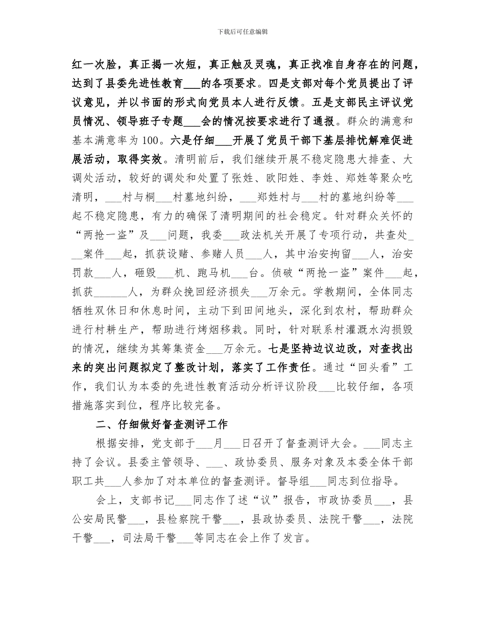2024年分析评议阶段“回头看”及督查测评工作小结_第3页