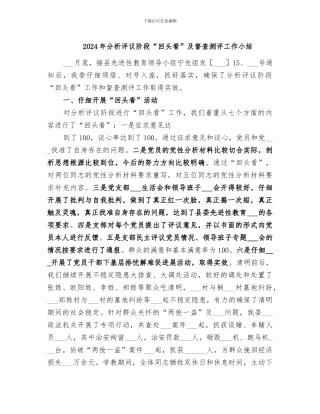 2024年分析评议阶段“回头看”及督查测评工作小结