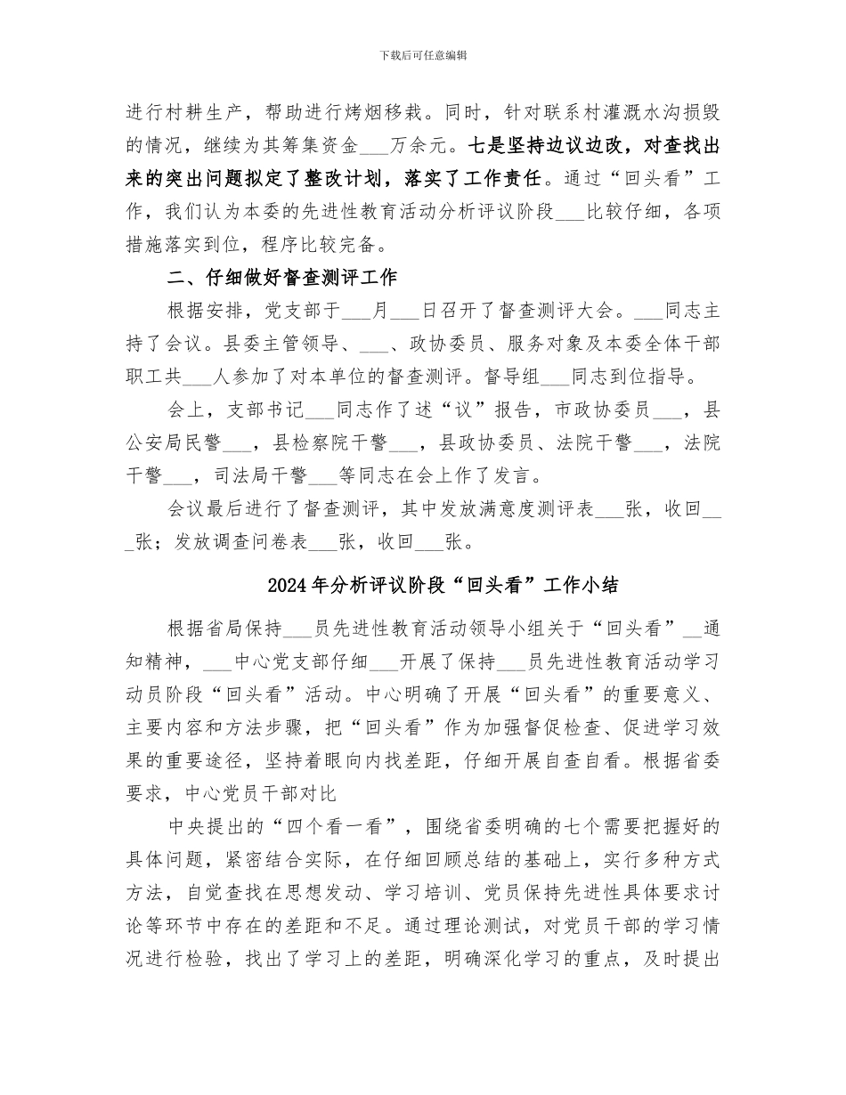2024年分析评议阶段“回头看”及督查测评工作小结范文_第2页