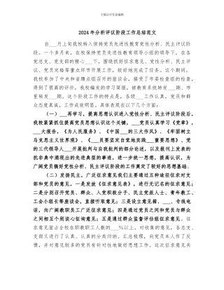 2024年分析评议阶段工作总结范文