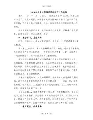 2024年分管工程师试用期转正工作总结