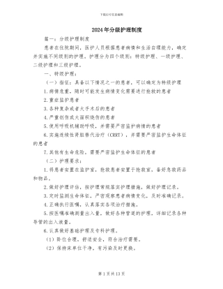 2024年分级护理制度