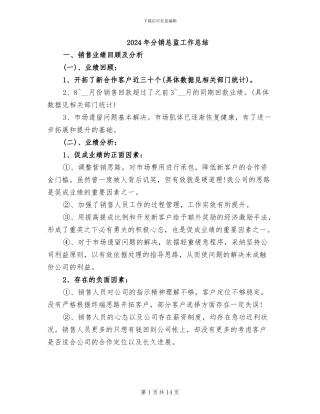 2024年分销总监工作总结