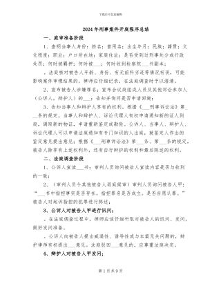 2024年刑事案件开庭程序总结