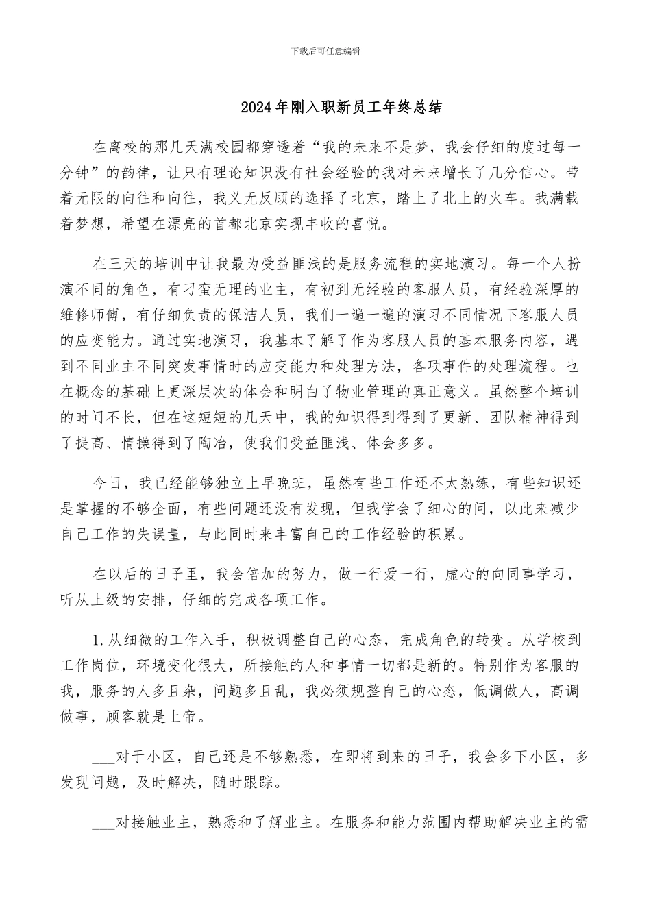 2024年刚入职新员工年终总结_第1页