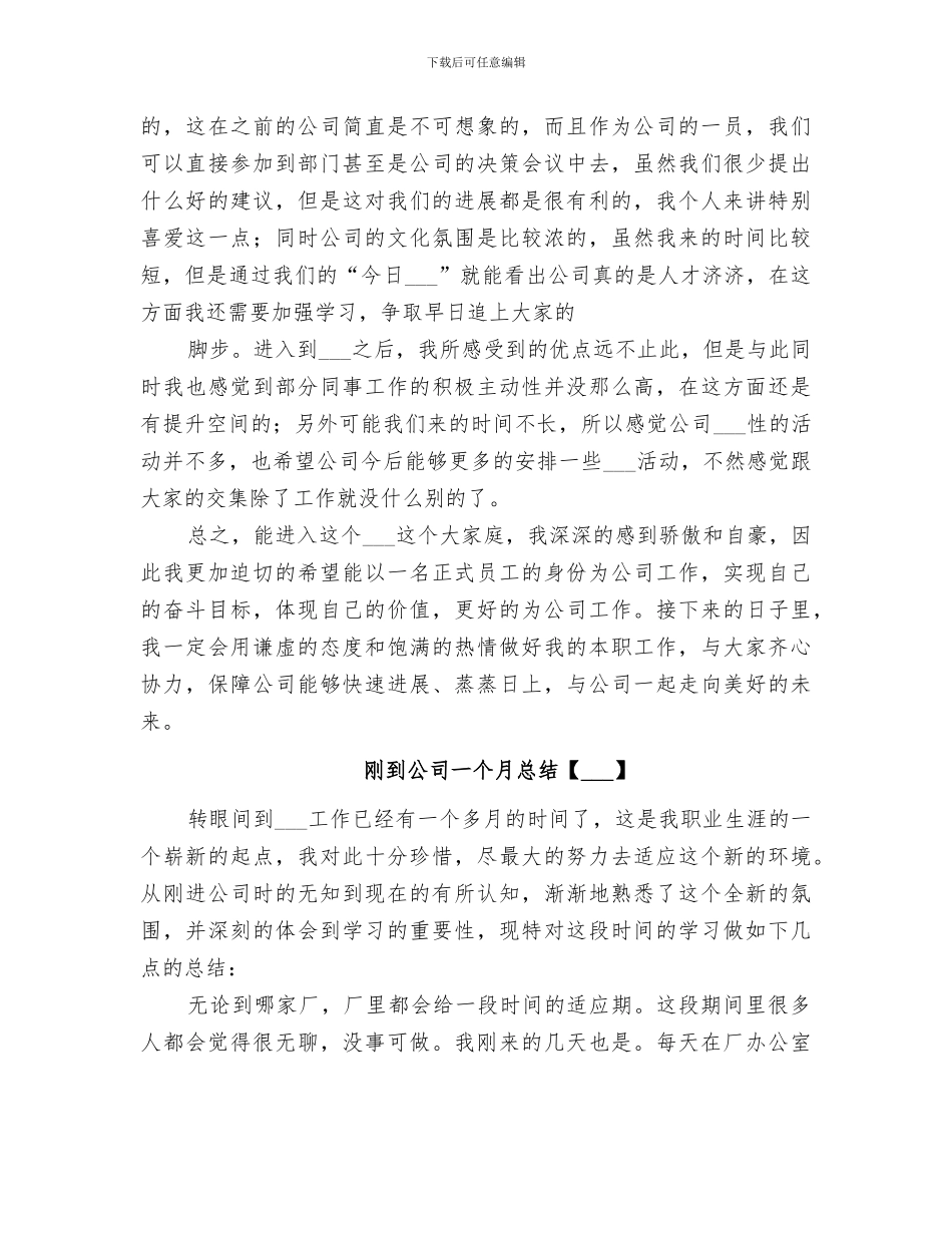 2024年刚到公司一个月总结范本_第3页