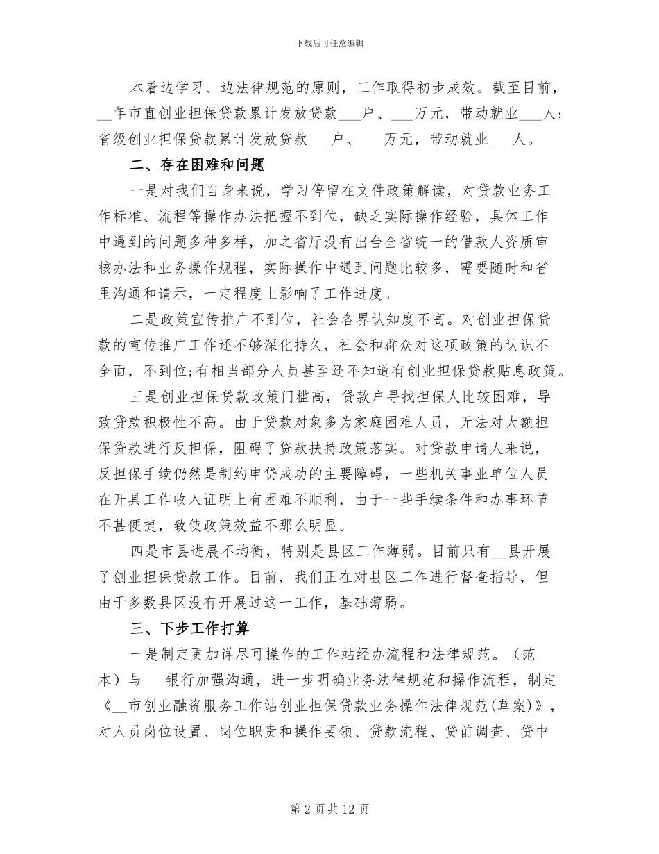 2024年创业担保贷款工作总结_第2页