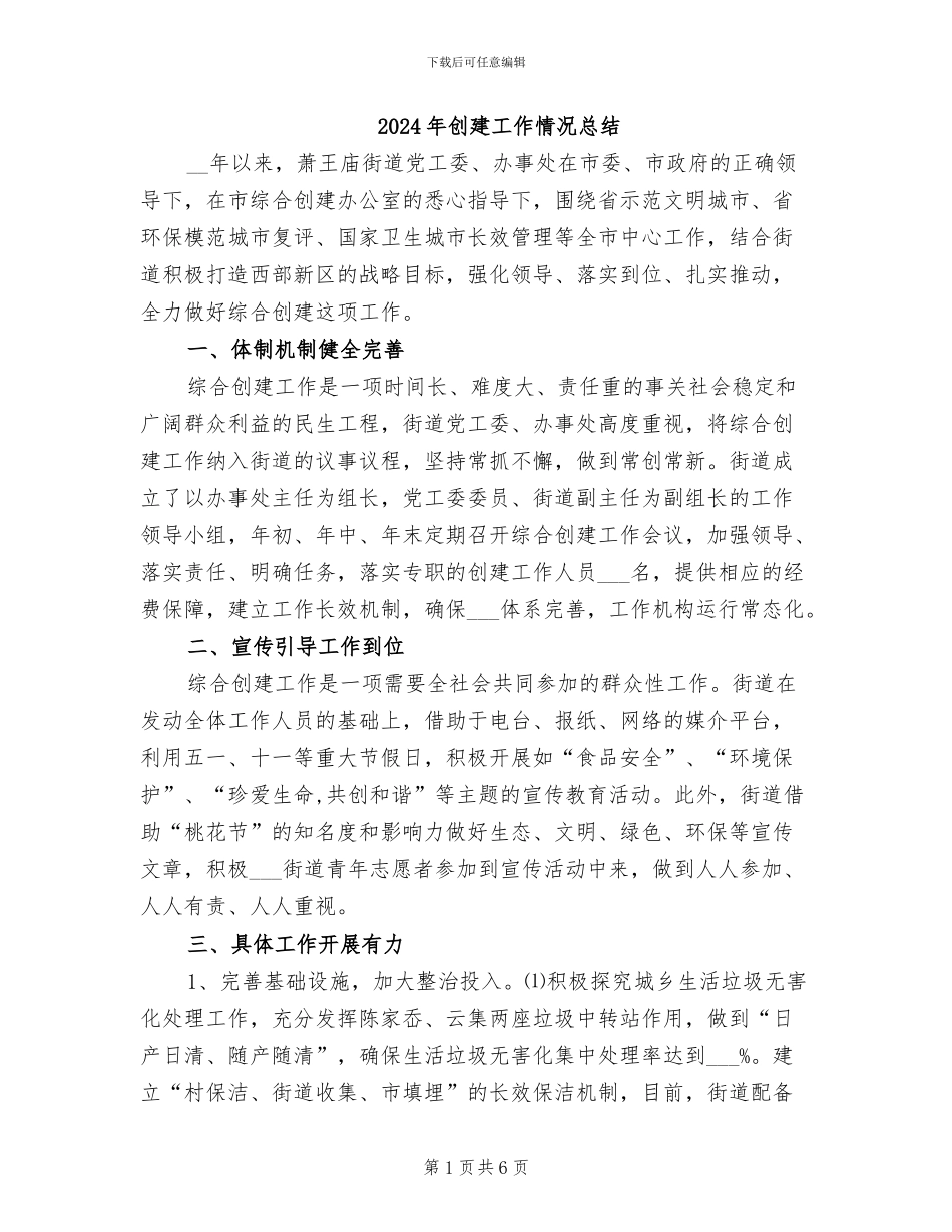 2024年创建工作情况总结_第1页