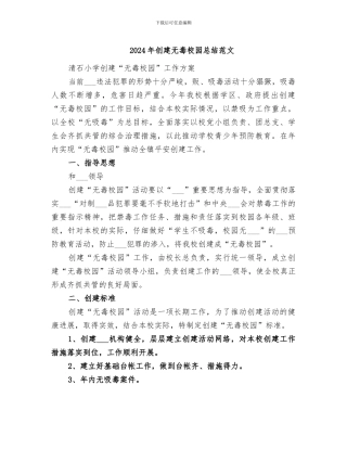 2024年创建无毒校园总结范文