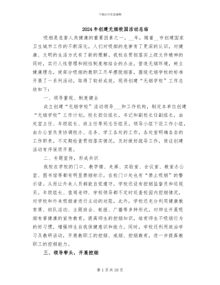2024年创建无烟校园活动总结