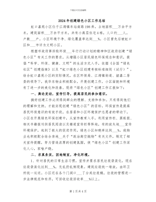 2024年创建绿色小区工作总结