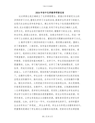 2024年初中化学教学研修总结