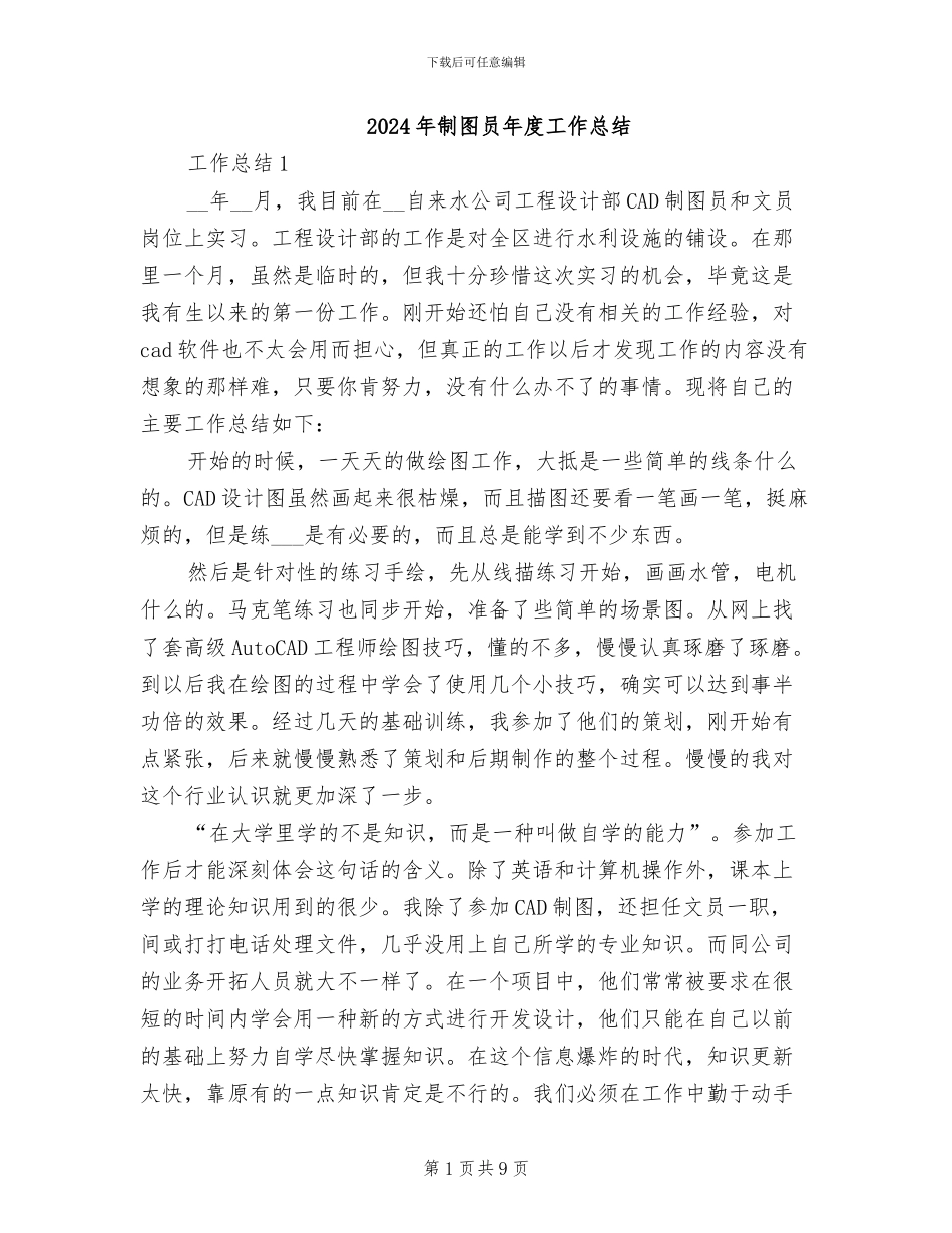 2024年制图员年度工作总结_第1页