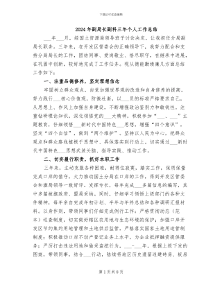 2024年副局长副科三年个人工作总结