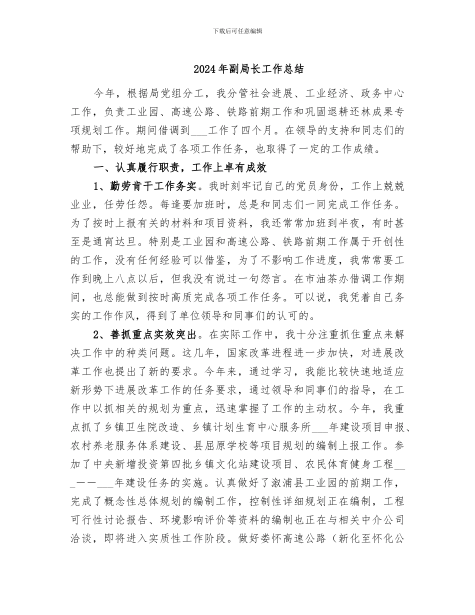 2024年副局长工作总结_第1页