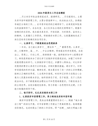 2024年副局长工作总结模板