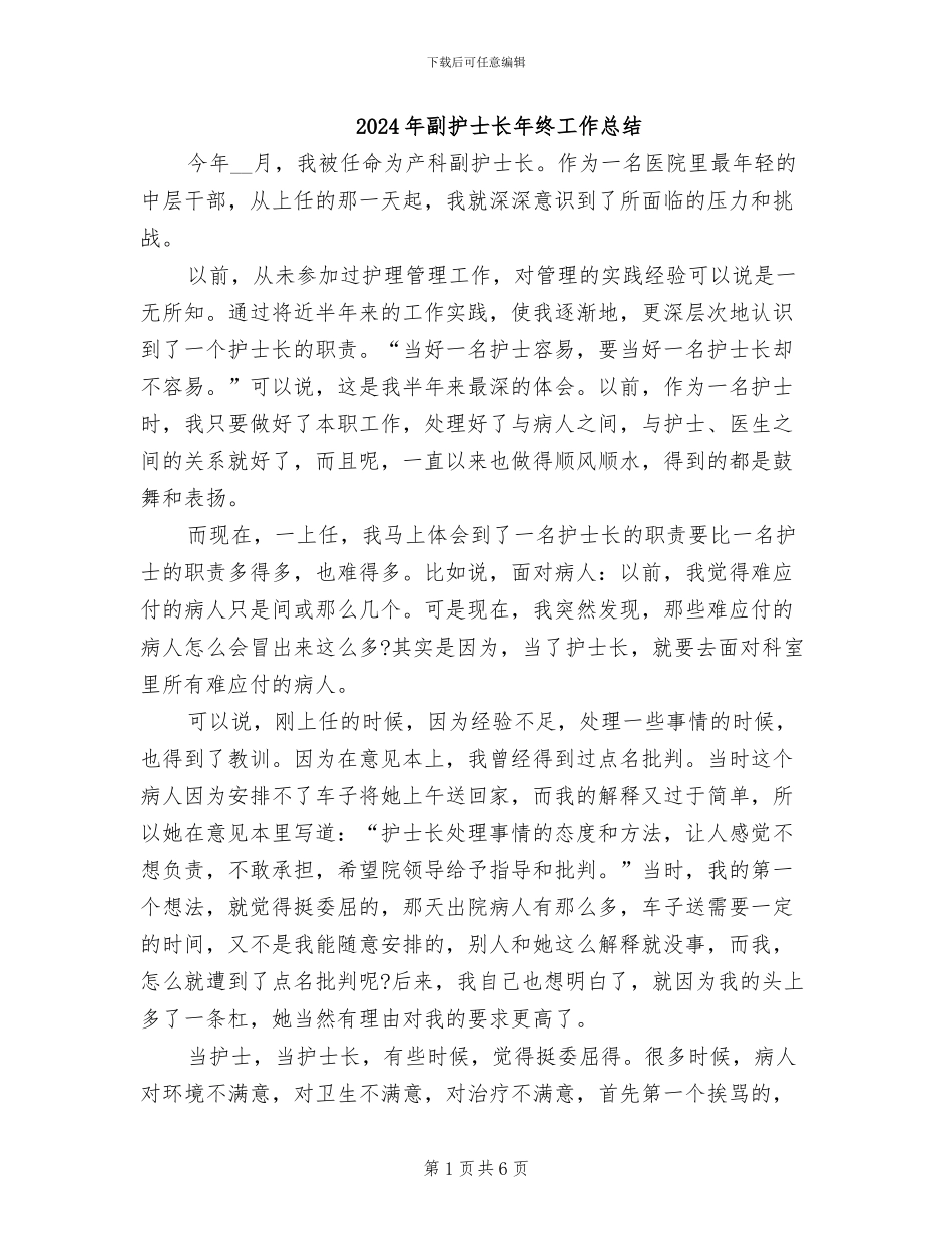 2024年副护士长年终工作总结_第1页