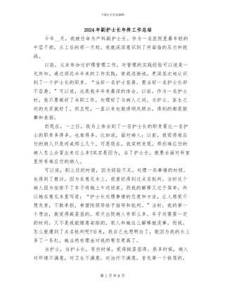 2024年副护士长年终工作总结