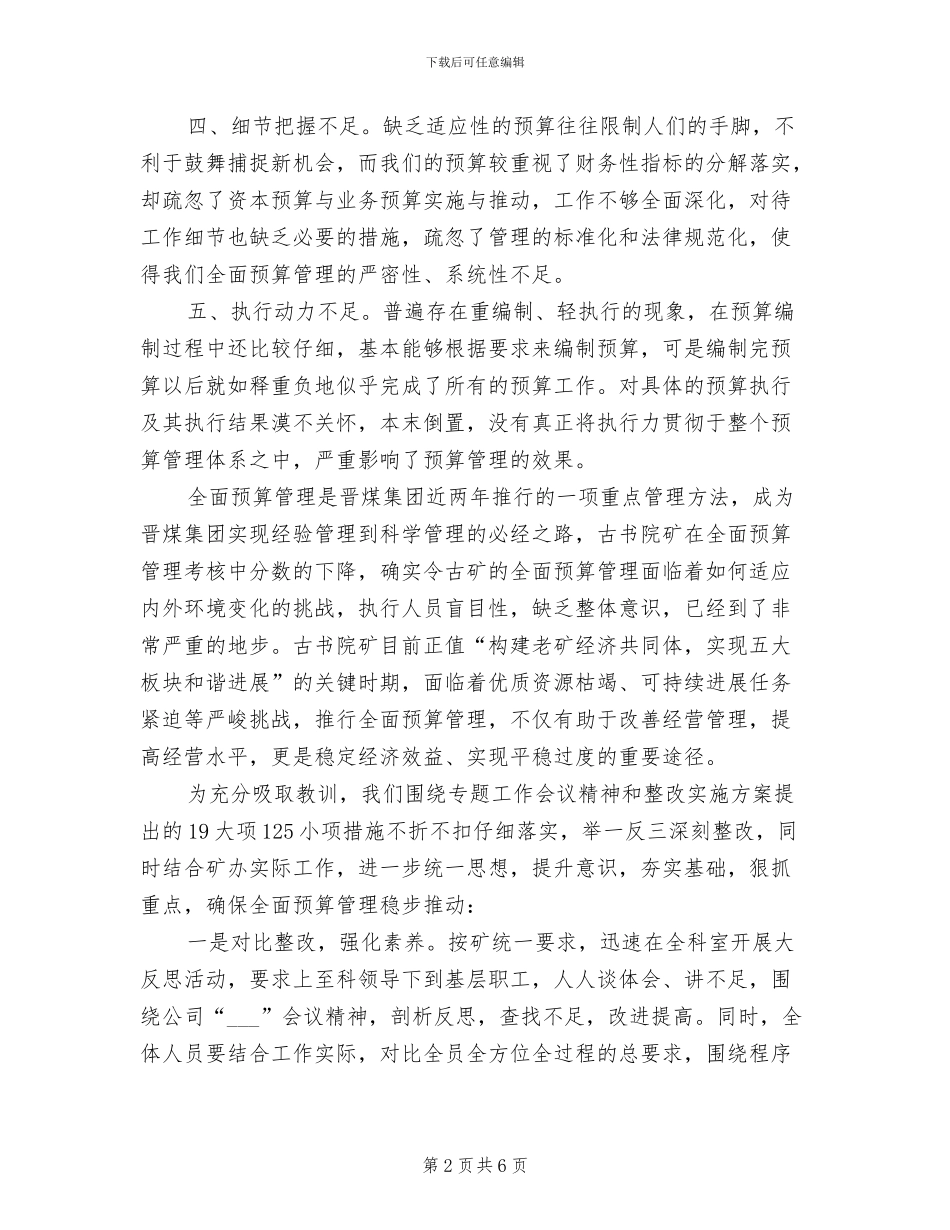 2024年办公室关于全面预算管理的反思整改总结_第2页