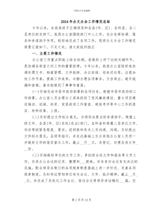 2024年办文办会工作情况总结