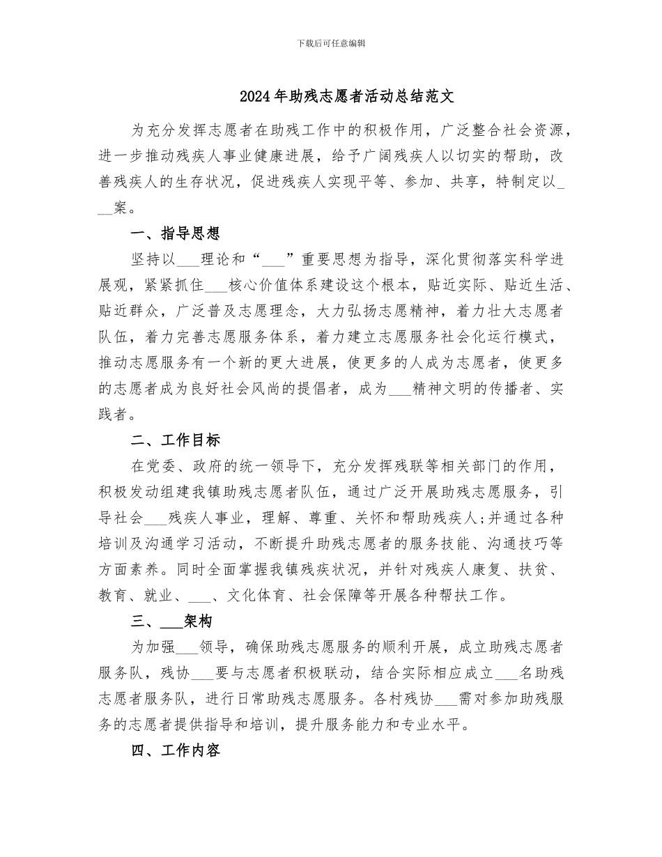 2024年助残志愿者活动总结范文_第1页