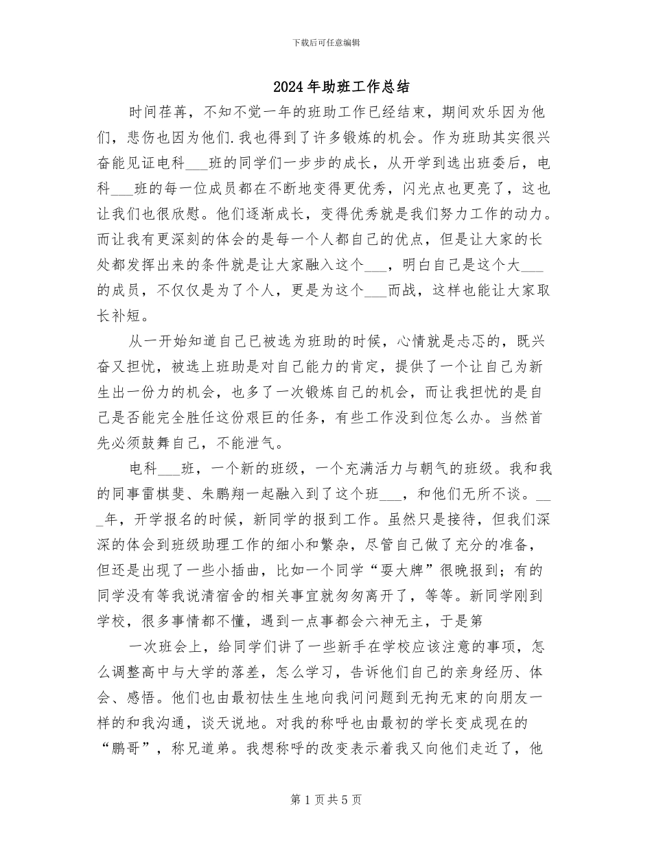 2024年助班工作总结_第1页