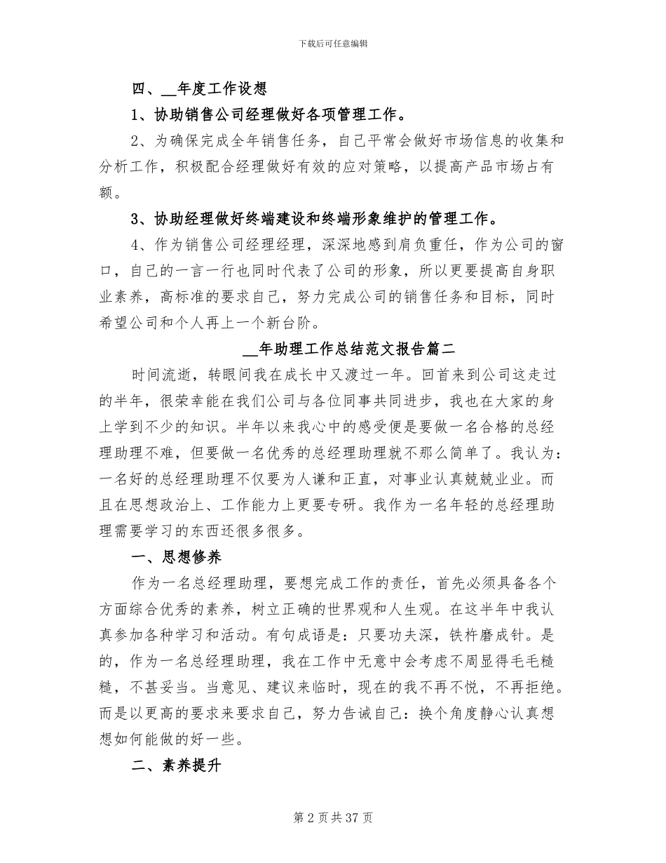 2024年助理工作总结报告_第2页