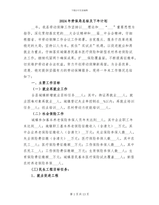 2024年劳保局总结及下年计划