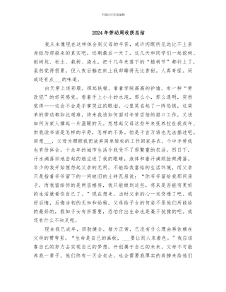 2024年劳动周收获总结