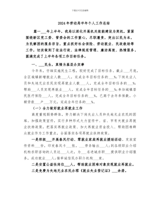 2024年劳动局半年个人工作总结