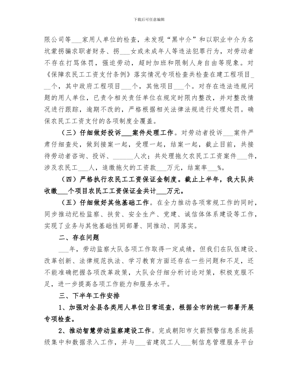 2024年劳动监察大队上半年工作总结和下半年工作安排_第2页