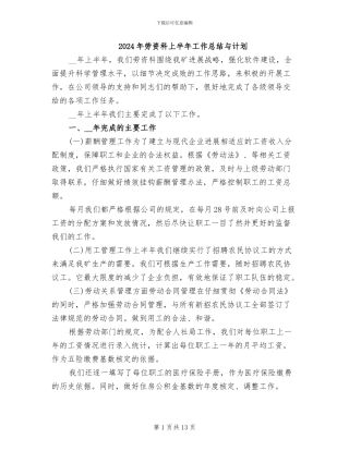 2024年劳资科上半年工作总结与计划