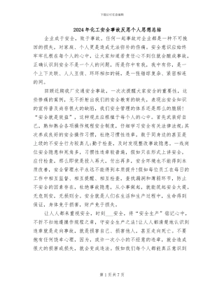 2024年化工安全事故反思个人思想总结