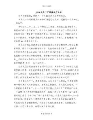 2024年化工厂寒假实习总结