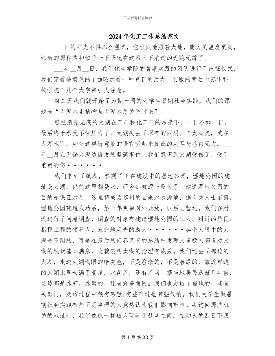 2024年化工工作总结范文_第1页
