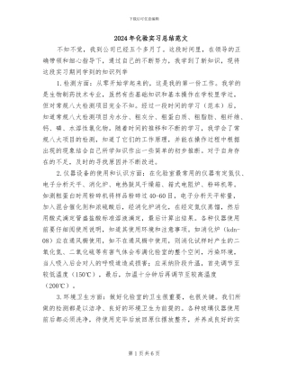 2024年化验实习总结范文